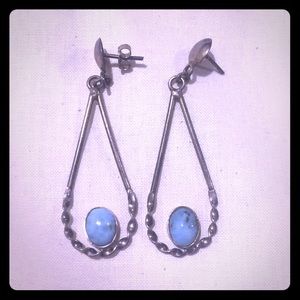 Teardrop LARIMAR Earrings Natural Sterling Silver
